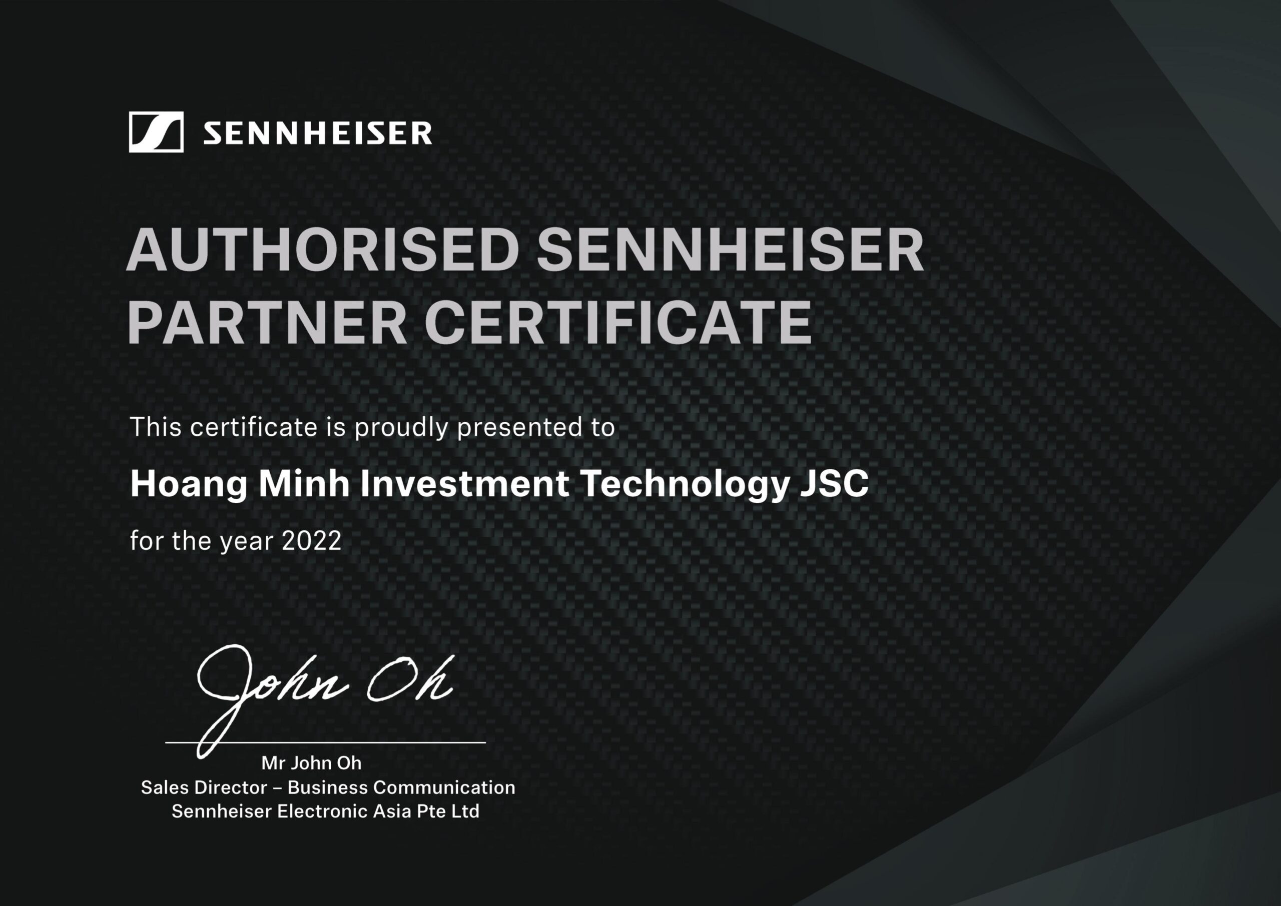 Bizcom 2022 Certificate Hoang Minh Investment Technology Jsc Sennheiser (1)