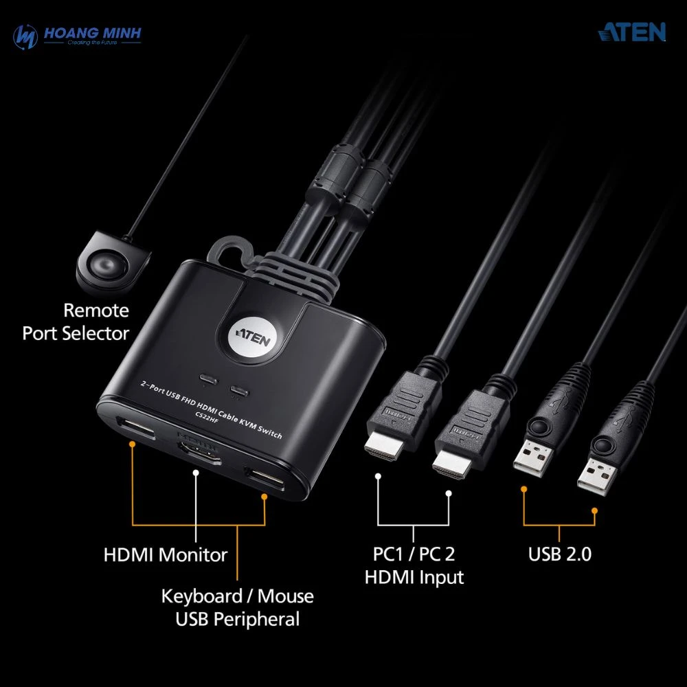 Cáp HDMI FHD với 2 cổng USB Aten CS22HF