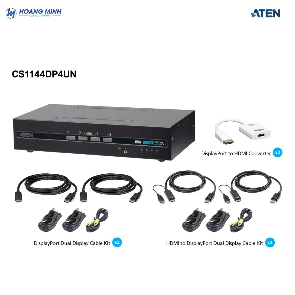 Switch KVM Aten CS1144DP4UN 4 cổng USB DisplayPort/HDMI