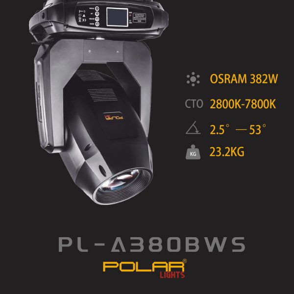Đèn Moving Head BSW 380W với CMY CTO Polar Lights PL-A380BWS - Hình ảnh 2