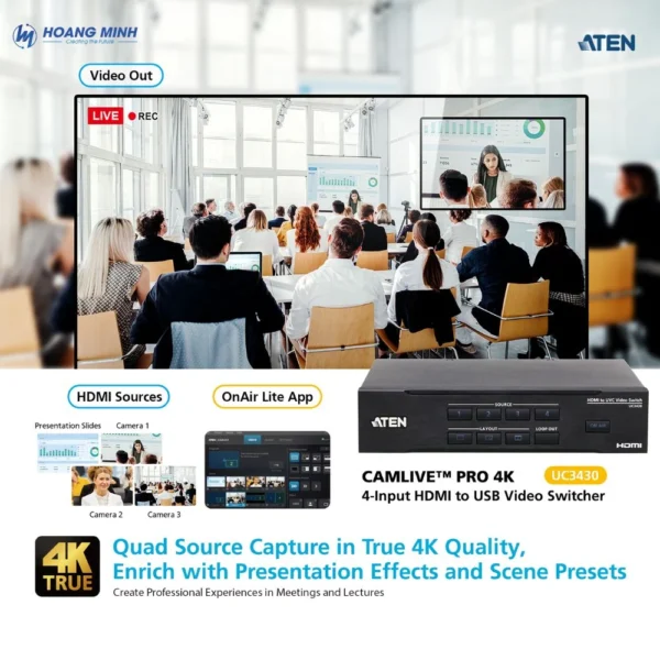 Bộ chuyển đổi video HDMI sang USB CAMLIVE™ PRO 4K  UC3430 4 đầu vào