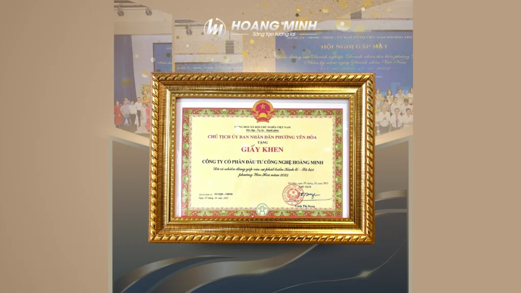 Hoàng Minh vinh dự đón nhận bằng khen “Đóng góp vào sự phát triển kinh tế – xã hội phường Yên Hòa năm 2025”