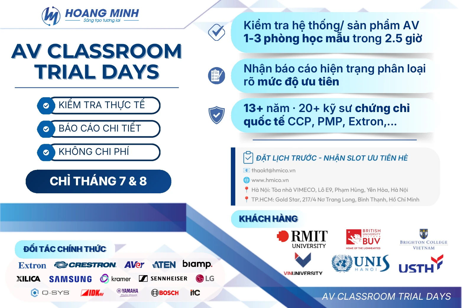 Hoàng Minh “AV CLASSROOM TRIAL DAYS” – Kiểm tra chất lượng phòng học thông minh miễn phí đã sẵn sàng!